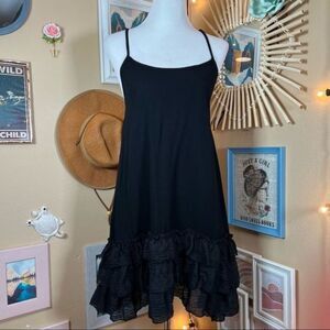 Boho Three Layer Ruffle Trim Extender Dress Slip Dress - Small